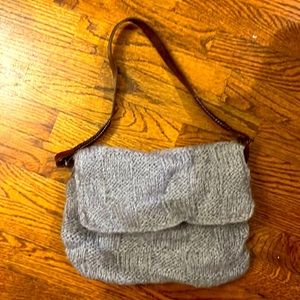 Sakes Fifth Avenue lavender mohair and leather bag